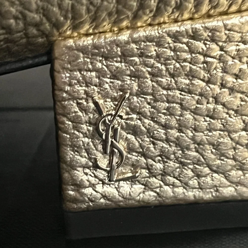 New Authentic Saint Laurent Babies Metallic Mary Jane Pumps - Picture 6 of 7